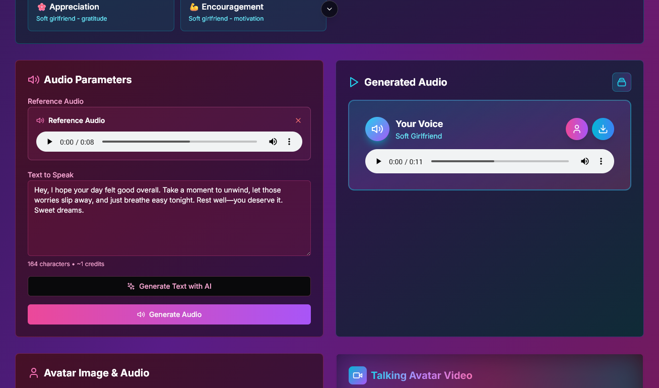 Talking Avatar video output example